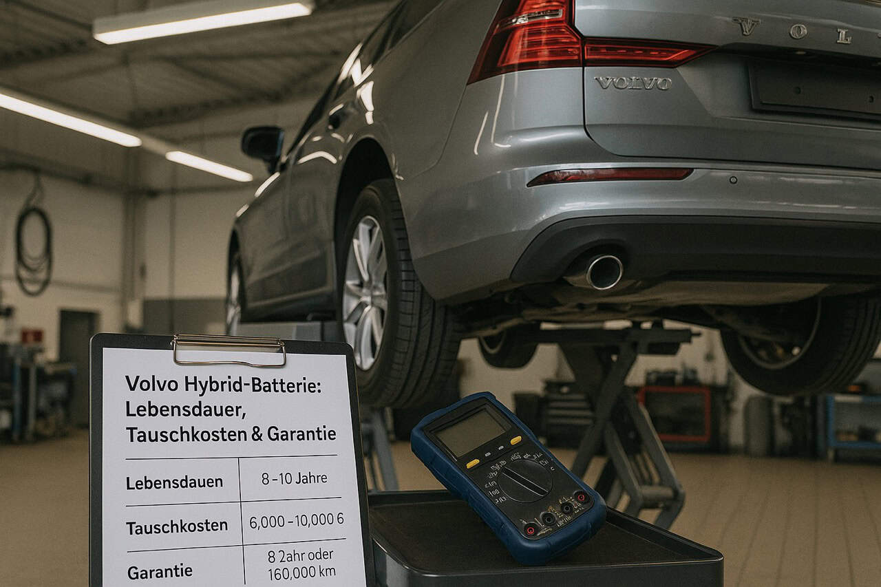 Beitragsbild: Volvo Hybridbatterie im Check Volvo PHEV mit geöffneter Ladebuchse – Hochvoltbatterie, Service & Pflege